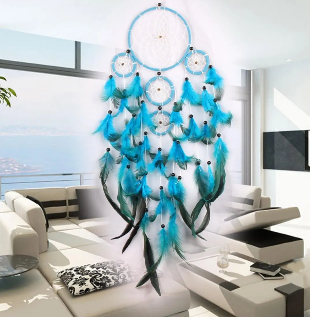 Big Dreamcatchers Wind Chime líquido aros com 5 anéis apanhador de sonho para parede de carro ornamentos pendurados decoração de decoração 3017683