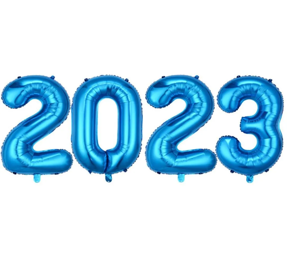 Decoração de festa Balão de filme de alumínio digital 2023 Layout de decoração de balões de balões Ano Novo 32inch1197612