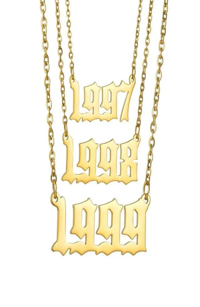 Collane a pendente lettera oro gioiello collana in acciaio inossidabile 1997 1998 1999 anno di compleanno girocollo adorabile regalo per il Mo4626992