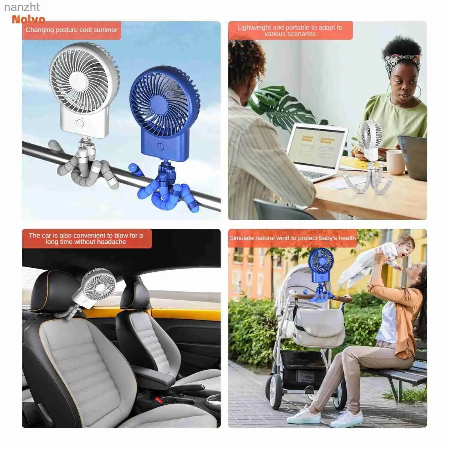 Electric Fans Flexible jellyfish portable mini fan 1800mAh USB charging air cooler tripod electric fan for outdoor bicycle cartsWX