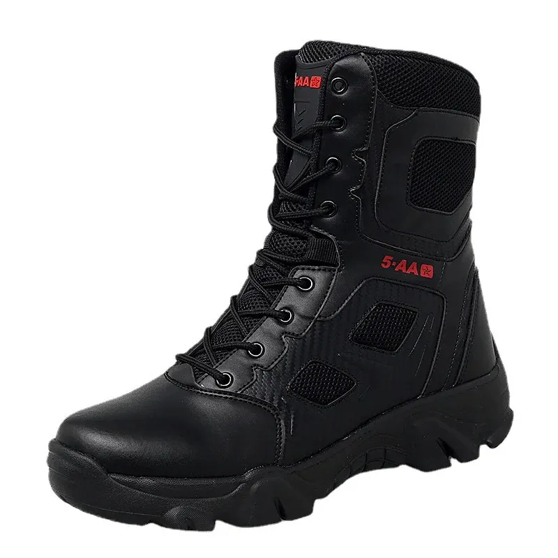 Män taktiska militära stövlar Mens Casual Shoes Leather Swat Army Boot Motorcykel Ankle Combat Boots Black Botas Militares HOMBRE 240428