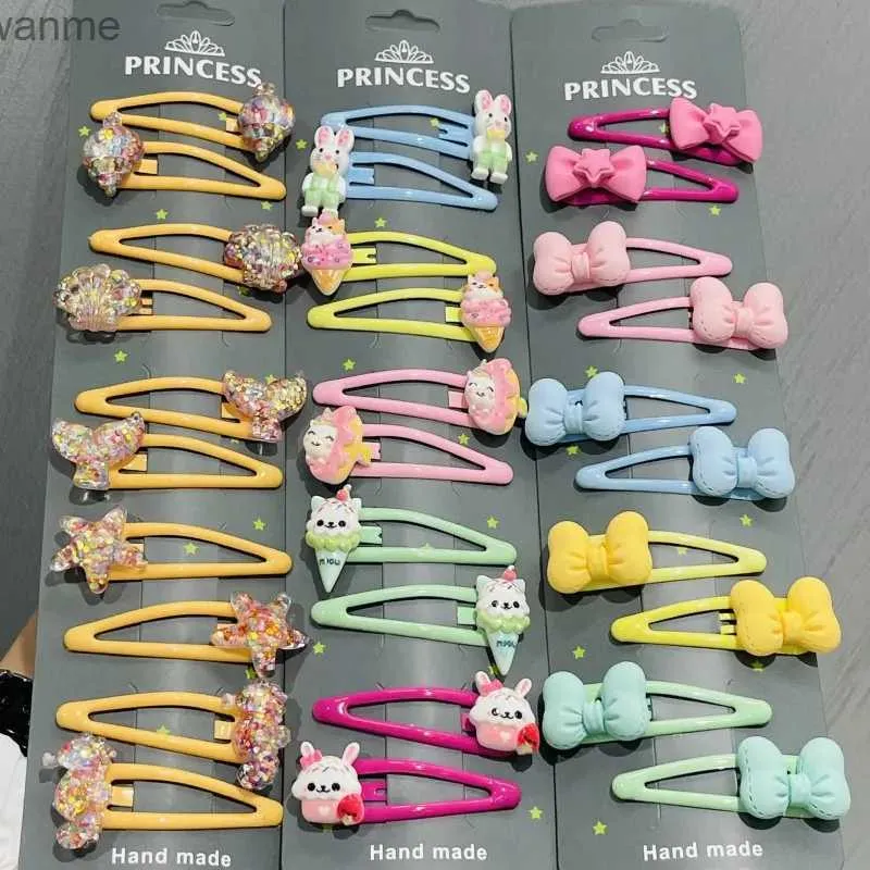 Hårtillbehör 1 Uppsättning söt tjej Cartoon Animal Bear Bow Knot Hair Childrens Sweet Hair Clip Bucket pannband Barn Fashionabla hårtillbehör WX