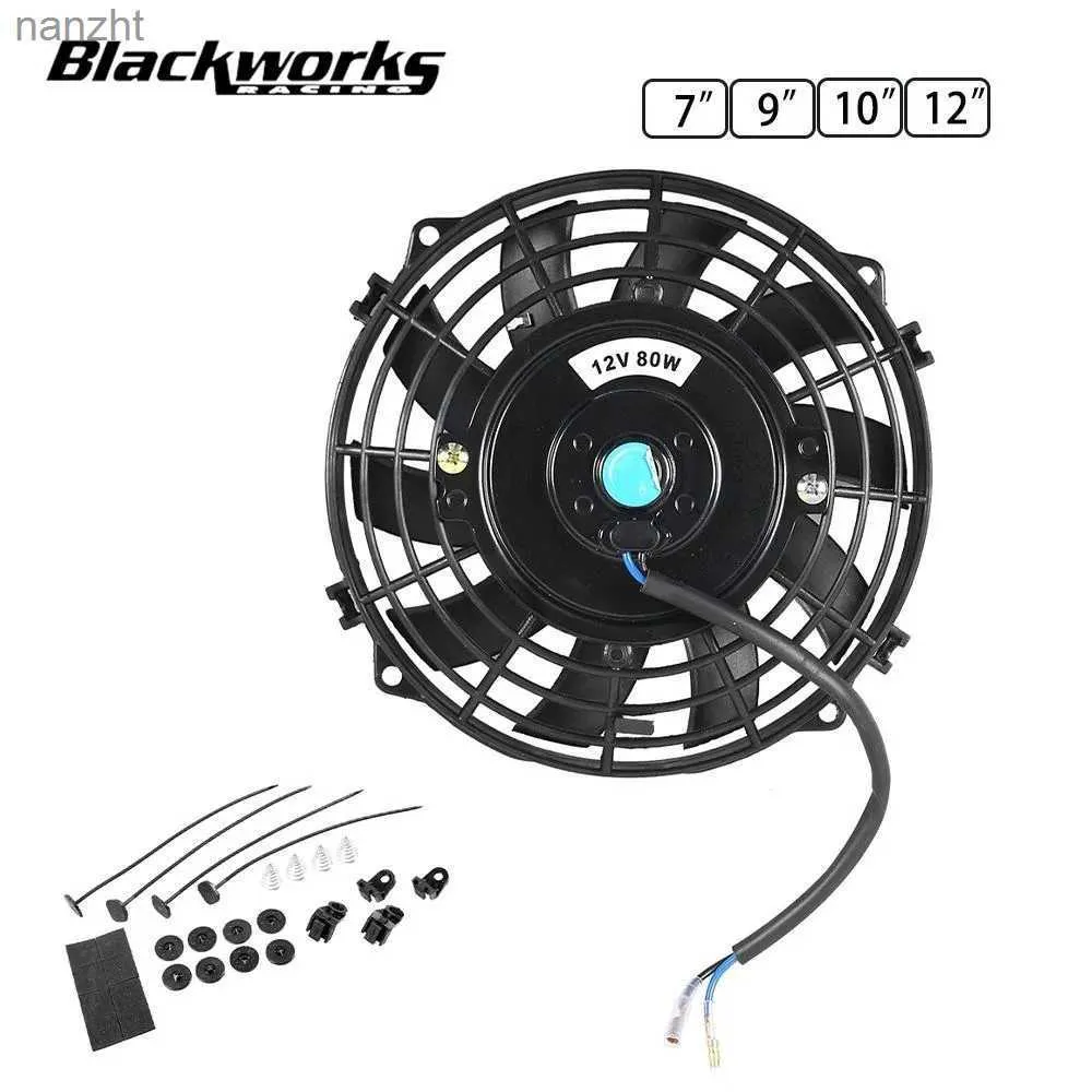 Electric Fans Universal 7/9/10/12 inch 12V 80W 2100RPM Automotive Air Conditioning Electronic Cooling Fan Blade Electric Cooling Installation KitWX