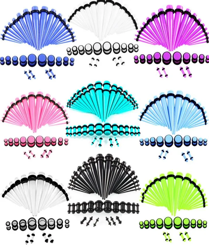 36pieceset Ear Stretching Kit Taper and Plugs Tunnels Body Jewely Gauge 14G00G Akryl Fashionabla bår Earplug Taper Ex2419907