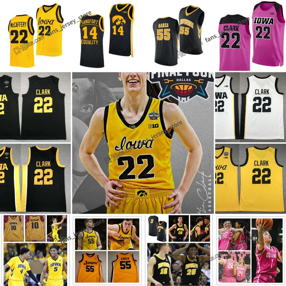 NCAA Custom S-6xl Iowa Hawkeyes College Basketball Jerseys 22 Caitlin Clark 22 Patrick McCaffery 20 Payton Sandfort 32 Owen Freeman 0 incluso Brauns Spencer Hutchison