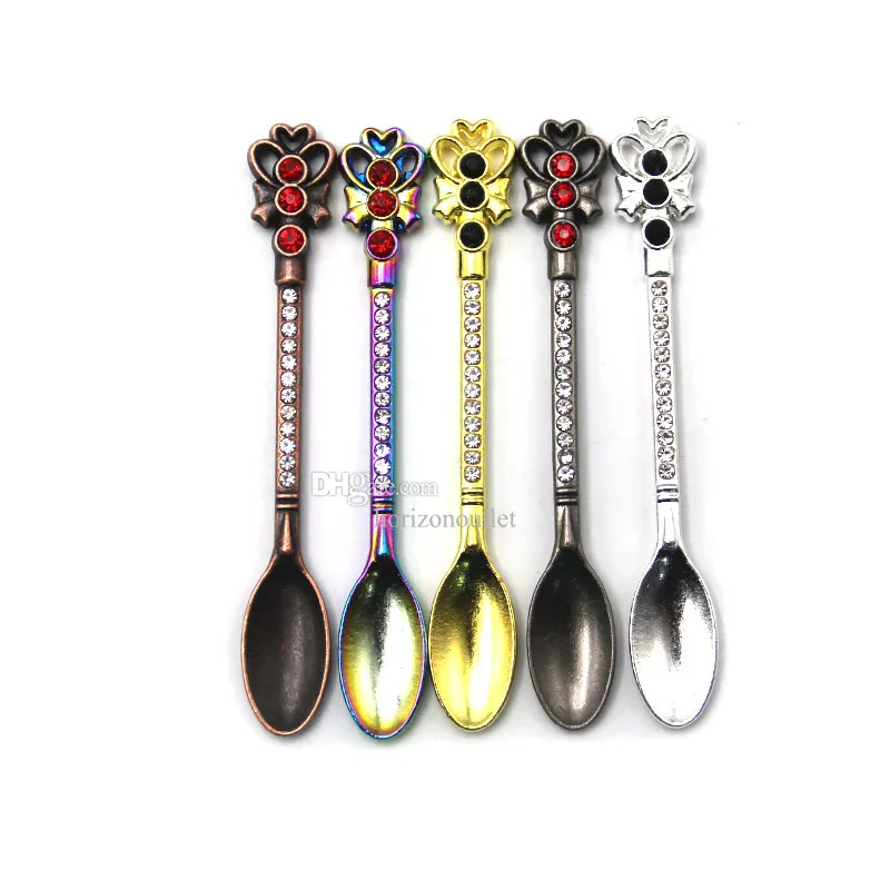 Crown Cat Magic Wand Love Shape Portable Mini Shovel Lepel Metal Smoke Shopels Poeder Schep Hookah Shisha Dabber Dab Wax Rookpijp Snuff Accessoires Nieuw