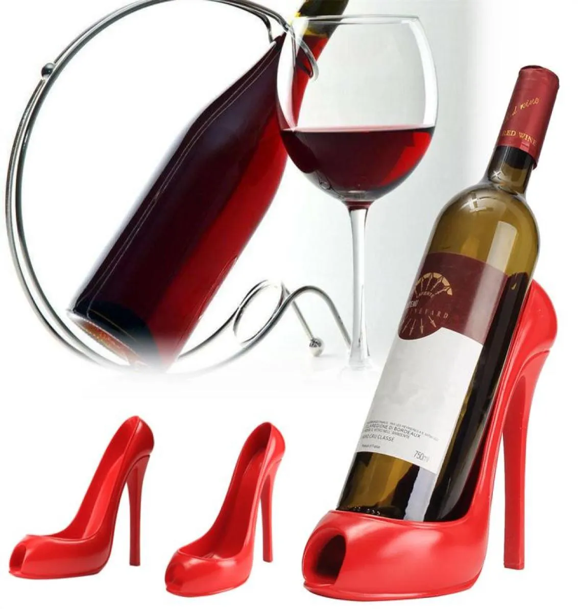 High Heel Shoe Wine Bottle Holder Hanger Red Wine Rack Support Bracket Bar Accessories Table Decoration Modern Style Promotion New1935710