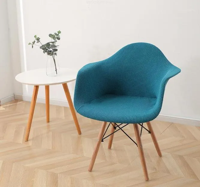 Pokrywa krzesła 1PC Polar Fleece Okładka wysokiego ramienia dla Eames krzesła Blue Dining Fotec Processcover Home El9939109