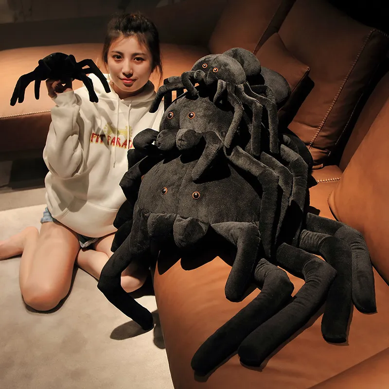 Creative Black Spider Toy Plush Doll Simulation Black Spider Doll Prank Props Halloween Gift