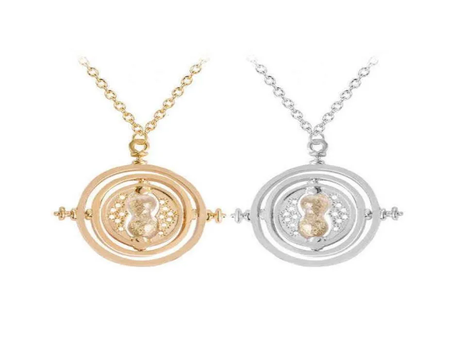 24 PcsLot Selling 35 cm Diameter Time Turner Necklace Movie Jewelry Rotating Hourglass Pendant Bulk Whole H112278397749447593