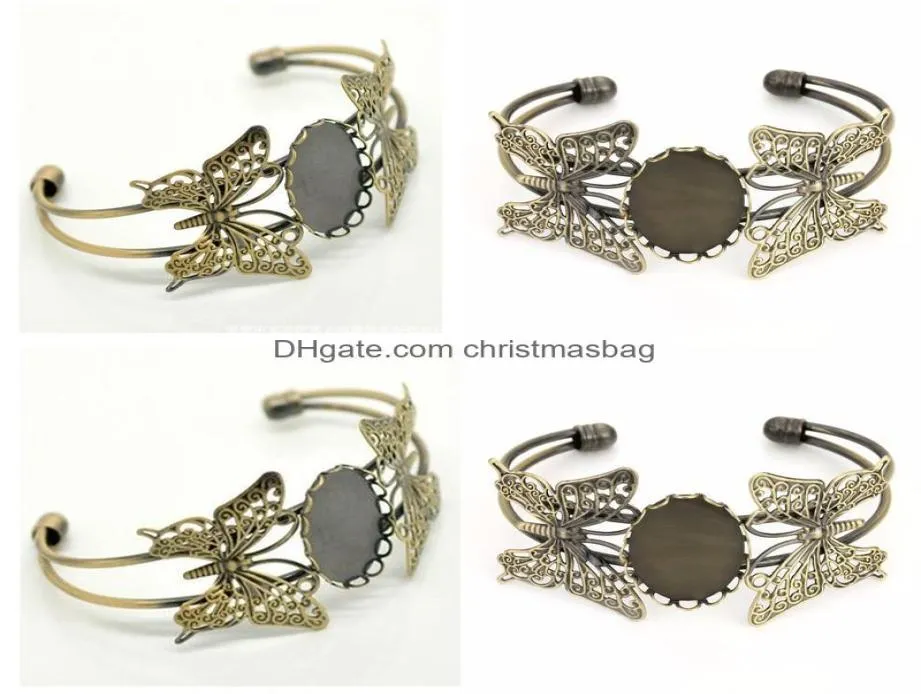 Kunsthandwerk Bankacher Blankenträger Cabochon Basis Einstellung Weihnachtsbeutel Diy Schmuck Armband Kupfer plattiert klare Tila Sheuble Butterf6901499