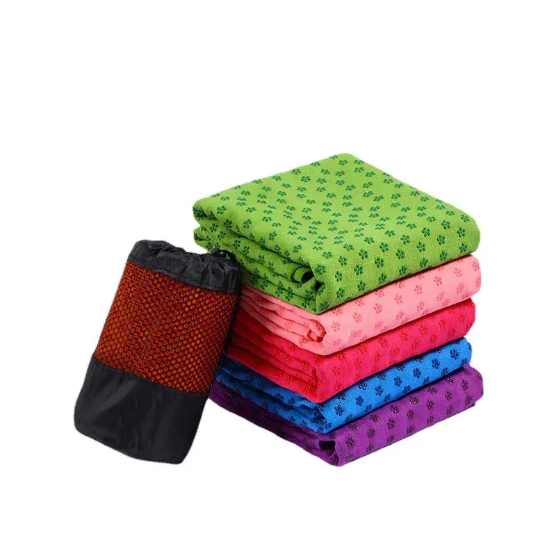 183*63cm Portable Anti-slip Sweat-absorbent Yoga Mat Towel Cloth Mat Ultra-thin Yoga Blanket Towel Blanket Workout with Bag 240415