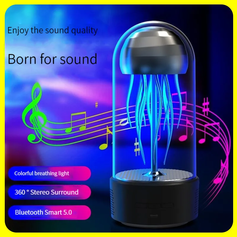 Bluetooth Hoparlör Yaratıcı Mekanik Denizanası Sesi Ambient Işık Sanatsal Hoparlör Küçük Gece Lambası, Masa Ahtapot Aydınlatma