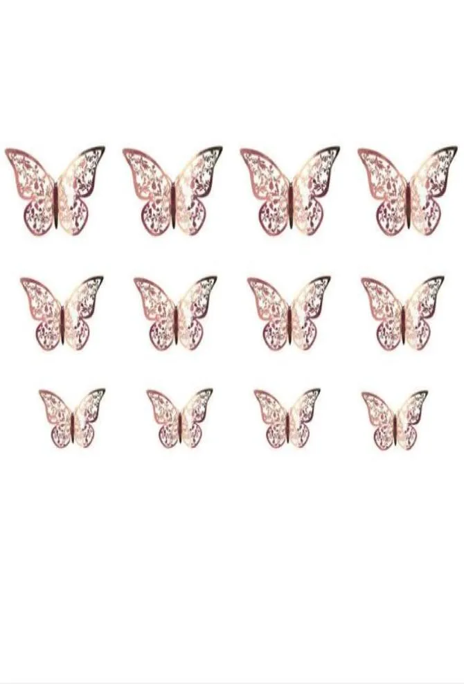 3D Hollow Butterfly Wall Stickers Home Decorations Festival Party Layout Paper Butterflies12PCSSet1380409