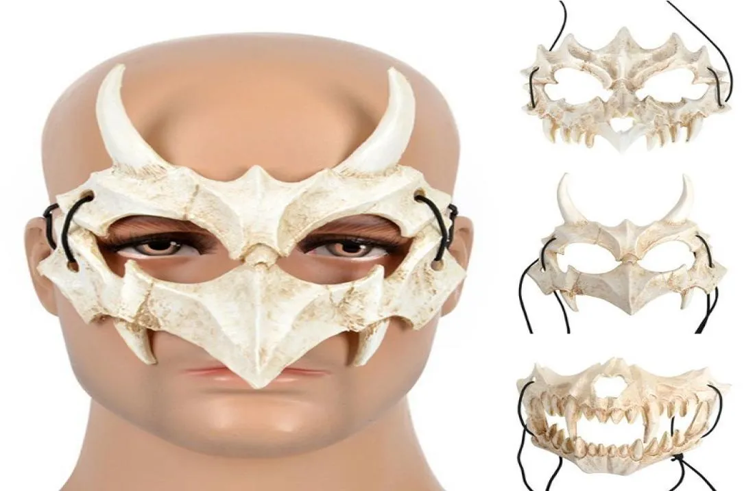 Japanese Anime Dragon God Skeleton Half Face Mask Halloween Cosplay Costume Prop X7YA3209347