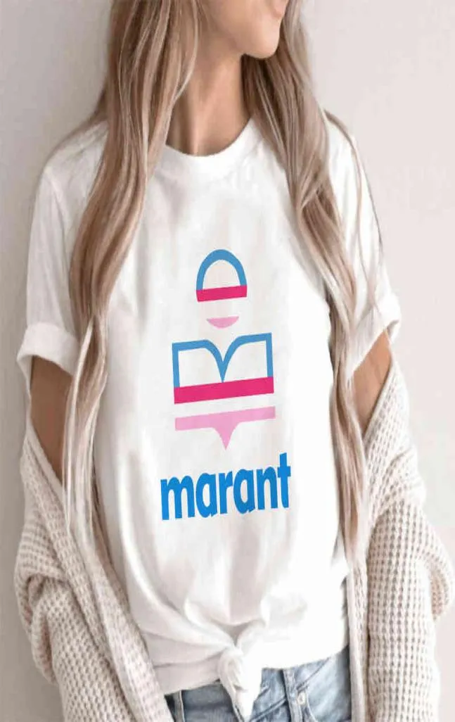 New Summer Marant Tshirt 여성 대형 면화 하주 쿠 티 셔츠 oneck emme 인과 관계 Tshirts 패션 브랜드 느슨한 티 G2205079534205