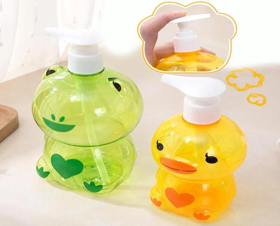 Flüssige Seifenspender 250 ml tragbares Kind niedliche Tier Frogduck Form Drücken Sie Split leerer Pumpenflasche Shampoo Duschbehälter1236556