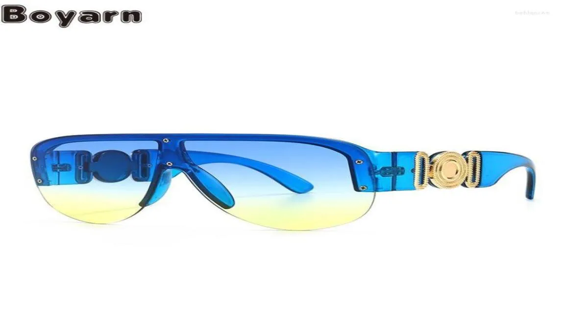 Sunglasses Boyarn Eyewear Design Retro Rock Style One Piece Metal Logo Inlaid Modern Charm Sun Glasses7975022
