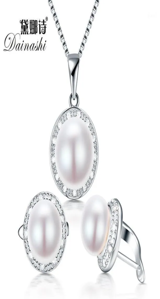 Dainashi Real Slimwater Pearl Biżuteria z wiszącym wisiorkiem i kolczykiem z slajdem z 925 szterlingowym naszyjnikiem dla kobiet14930664