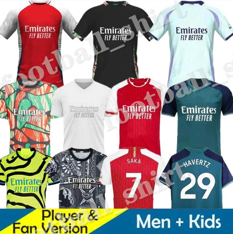 24/25 Saka Martinelli Soccer Jerseys Odegaard Rice Rice Saliba Thomas Nicolas Smith Rowe G.Jesus Tierney Smith Rowe 2024 2025フットボールシャツMen Kid Kit