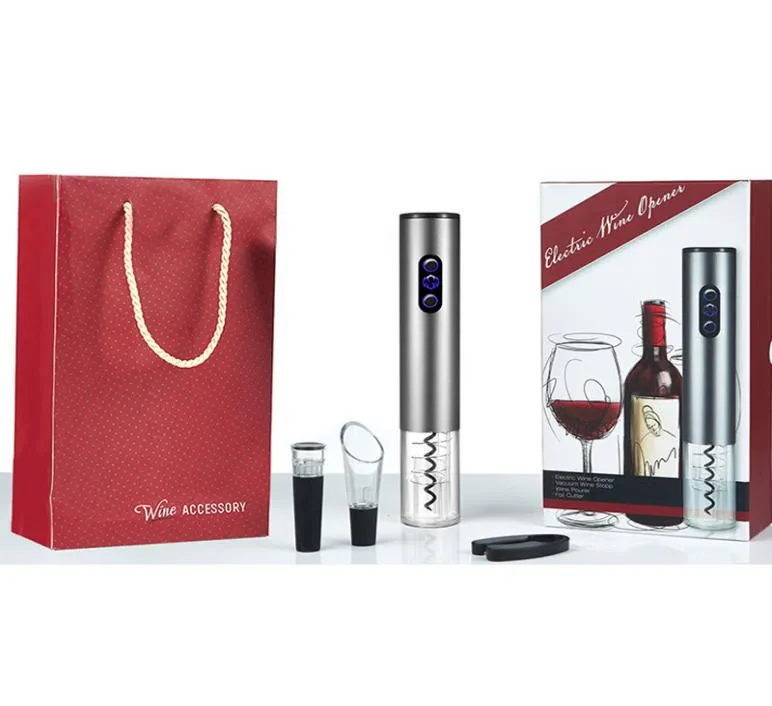 4pcs Aleación de aluminio Aperreador de vino tinto Botella eléctrica Aprecio Aprecio Vacero Topeador Juego de regalo para accesorios de barra de Navidad promocional2069570