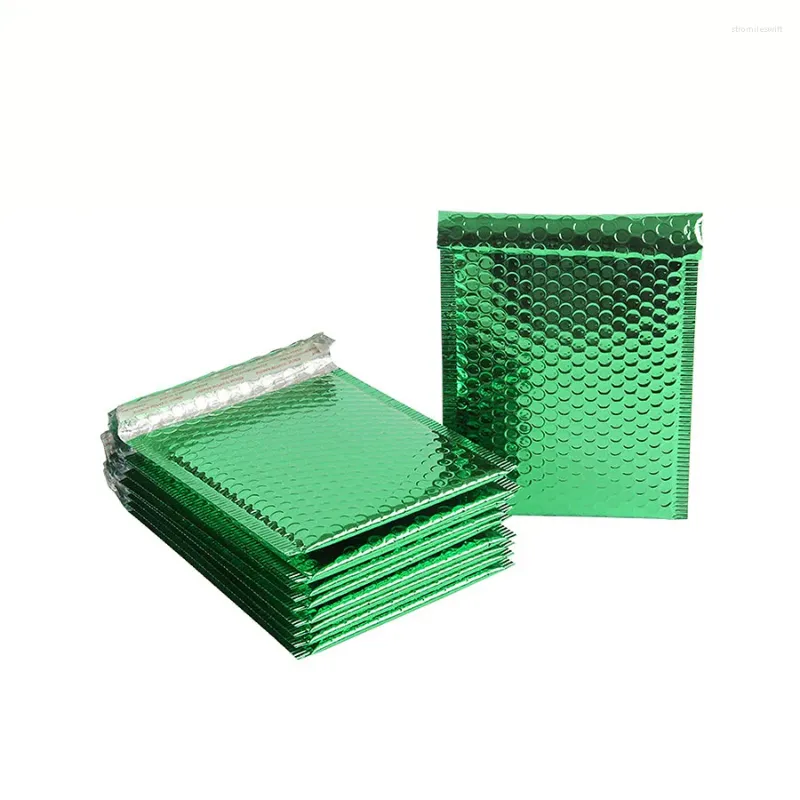 Torby do przechowywania 10pcs zielone bąbelki pocztowe wyściełane aluminiowane aluminizowane opakowania na prezenty