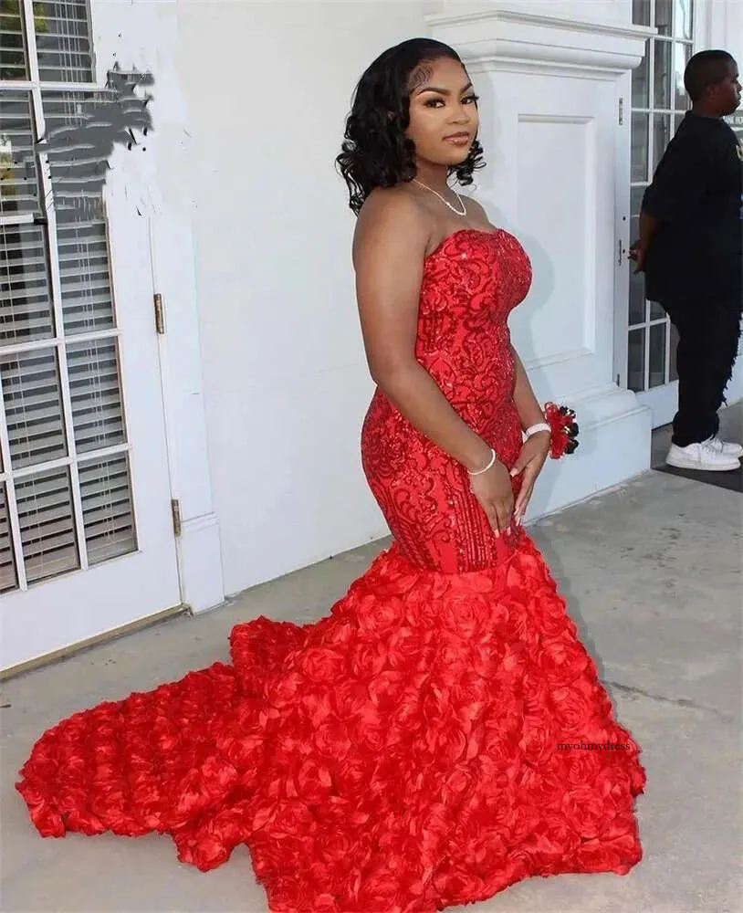 red lace strapless prom dress Red Mermaid Strapless Pleated Layered Prom Dresses With Appliques, MP1013