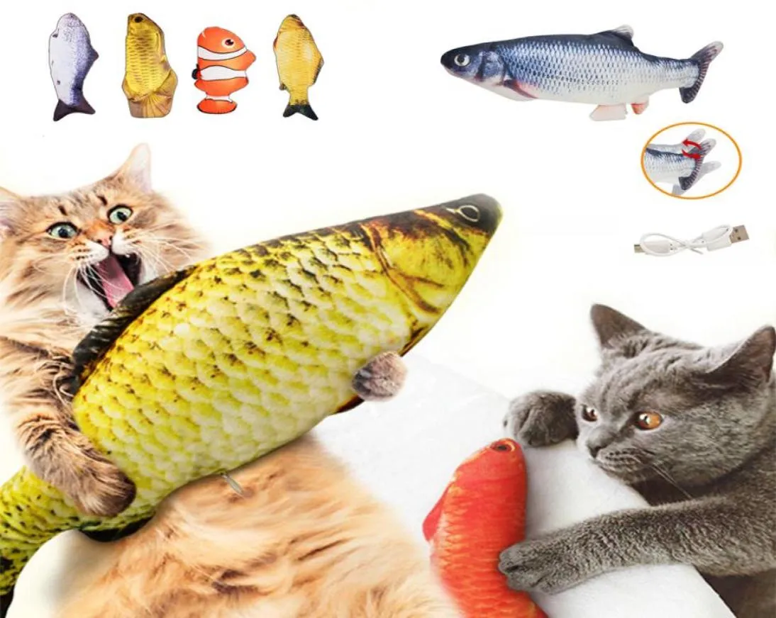 Elektryczne koty zabawki z USB Ładowarka Interaktywne realistyczne koty dla zwierząt żuchłych zabawki Floppy Fish Cat Toy Pet Materials for Cats W007143983820