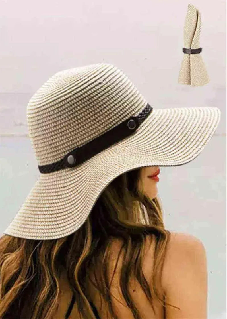 Новая защита от солнца свернута соломенной шляпой мягкой формы соломенная шляпа лето женщины Wide Brim Beach Sun Sun защита от UV Hat G2204186188294