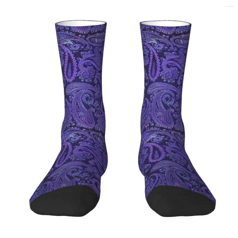 Chaussettes masculines pourpre paisley chaussettes hommes femmes polyester bases personnalisables drôles