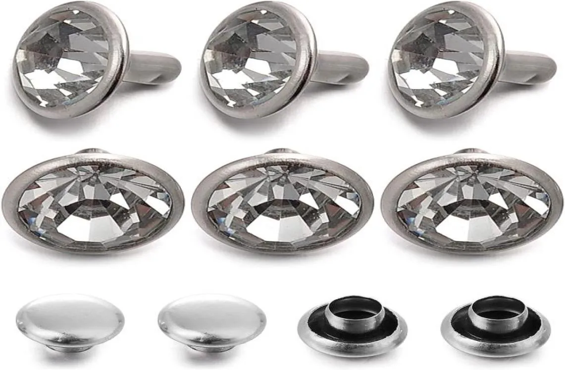Tsunshine -Komponenten cz weiße klare Kristallschnelle Nieten Silber Farbflecken Doppelkappe für DIY Ledercraft8788709
