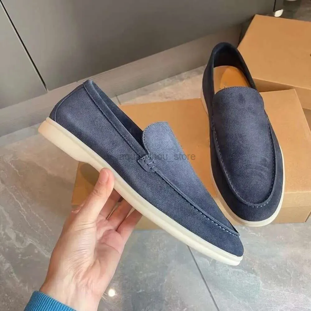 Mens Casual Shoes Lp Loafers Flat Low Top Suede Cow Leather Oxfords Loro Moccasins Summer Walk Comfort Loafer Slip On Loafer Rubber Sole Flats With Box Size 35-47