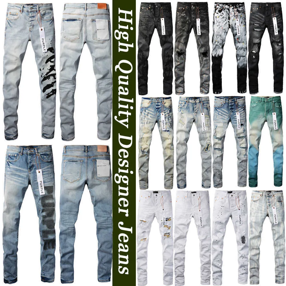 jeans viola jeans designer jeans mensa high street hole pantaloni neri pantaloni in denim di alta qualità in denim fine bel mezzo jeans da uomo dritto