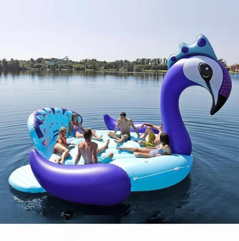 Convient à sept personnes 530 cm de paon géant flamanto flamanto unicorne Pool de bateau gonflable Matelas aérien de natation