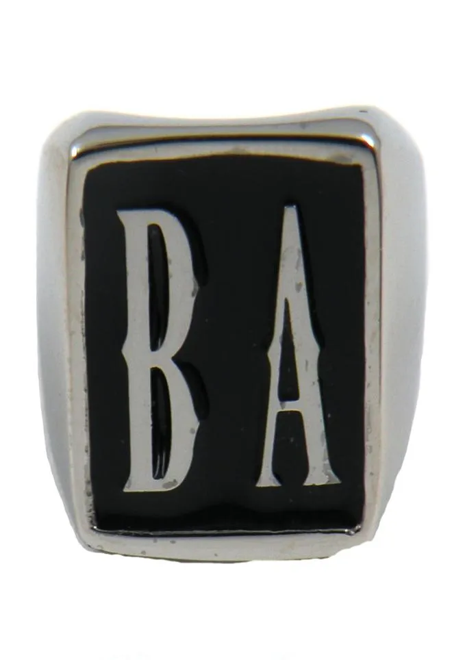 Fanssteel Custom Made aço inoxidável 2 iniciais anel alfabeto BA Nome Letters Brothers Irmãs Presente Personalizado Mens Wemens Sign7139413