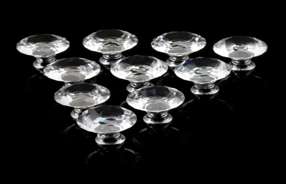 1pack/10pcs 30mm Diamond Shape Crystal Glass Drawer Cabinet Knobs and Handles Kitchen Door Wardrobe Hardware Accessories4934464