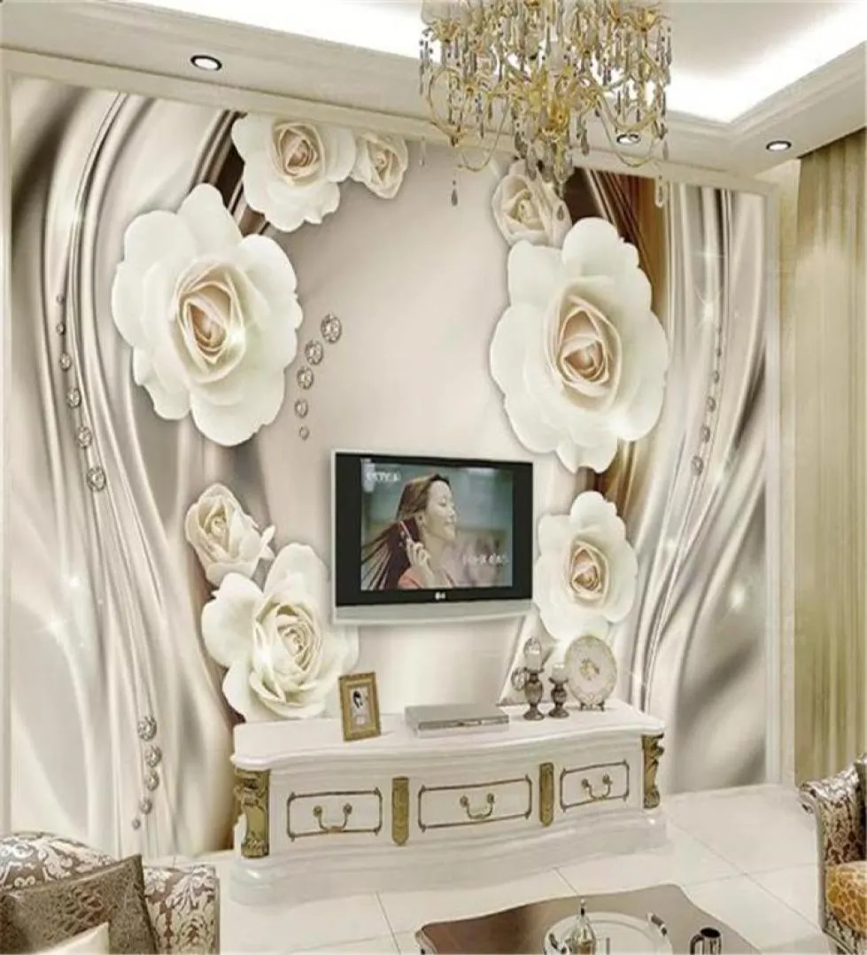 3d bloemen behang luxe gouden roos woonkamer slaapkamer achtergrond muur decoratie schilderen muurschildering waterdichte antifouling wallpap6088584