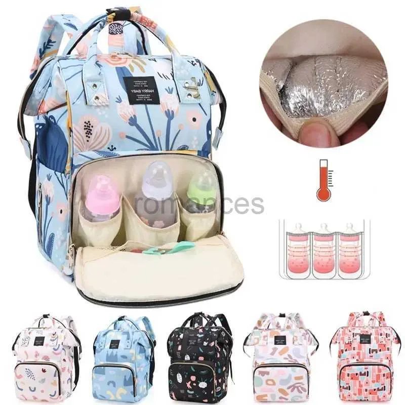 Bolsas de fraldas impressam moda Backpack Bag Mamãe de grande capacidade mãe bebê viagens ao ar livre multifuncional para cuidar coisas d240430