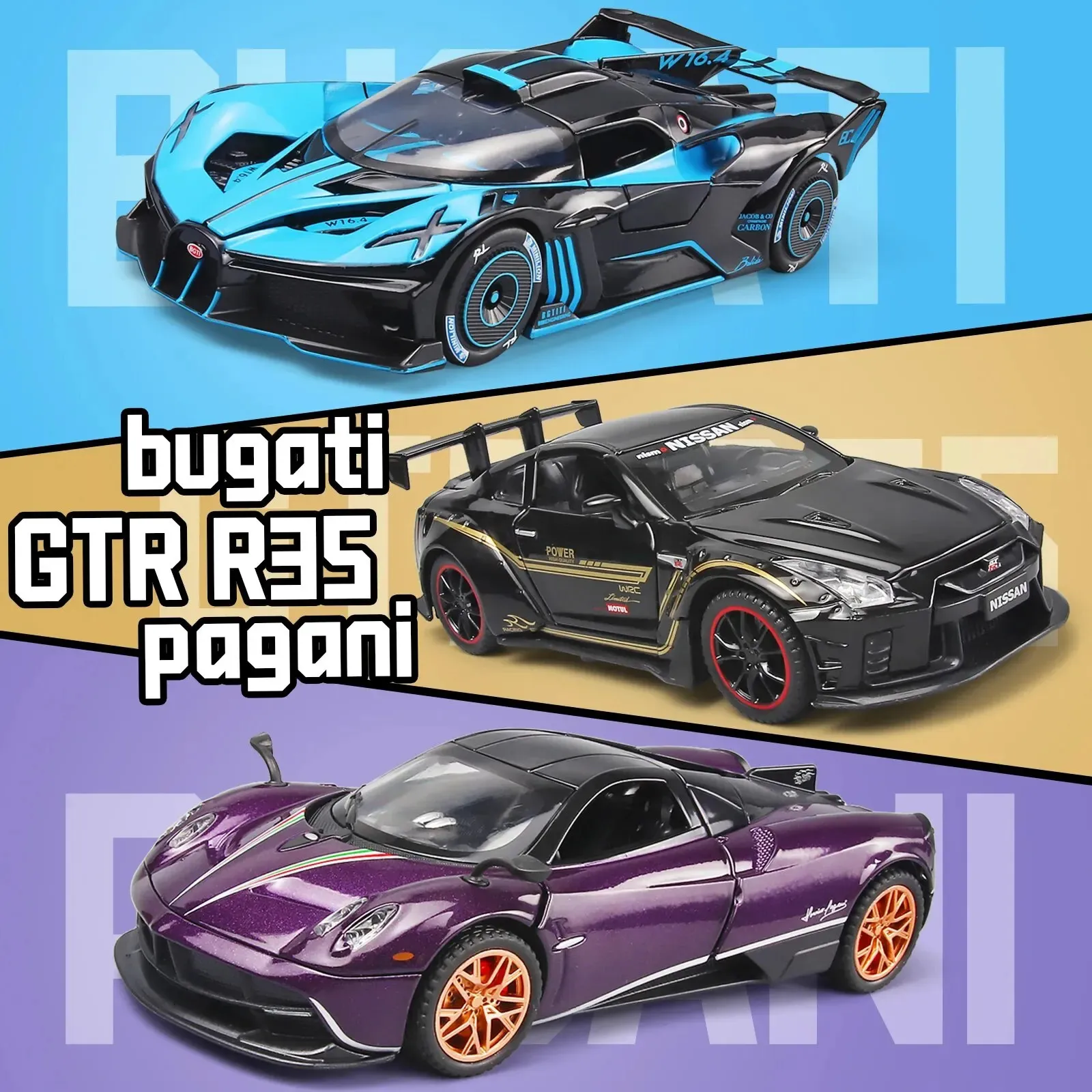 1 32 Toy Lambo Pagani Huayra Metallmodellauto mit Licht und Sound Pull Back Toy Car für Jungen im Alter von 3 Jahren 240409