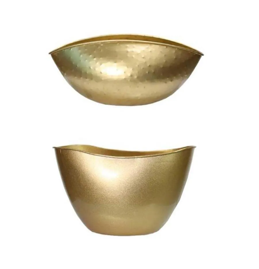 OOTDTY Gold Metal Flower Pot Planter Vase Succulent Plant Container Ornament Home Decoration Indoor Outdoor 2107126495749