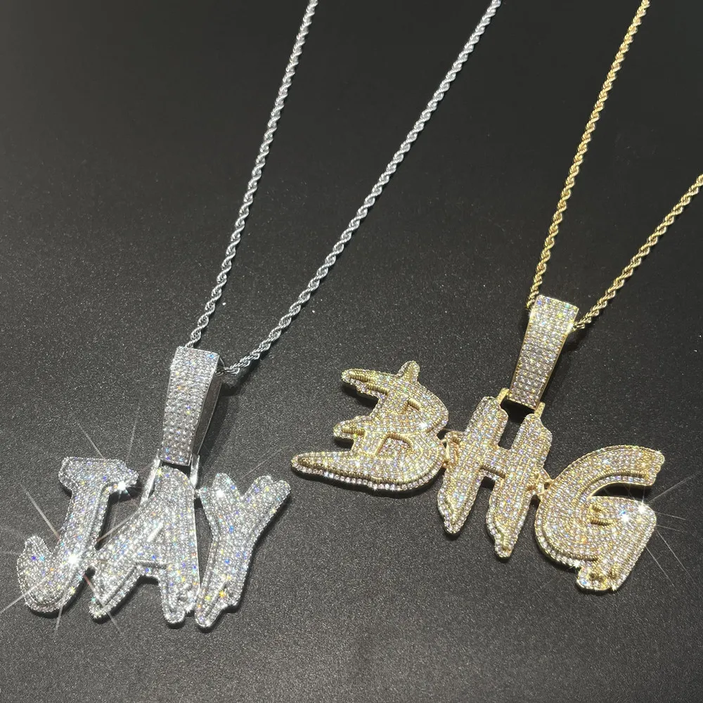 Collana Personalizzata Iced Out Uomo: Ciondolo Con Nome In Zirconi Cubici, Catena Tennis In Rame - Gioiello Hip Hop Per Donna E Uomo