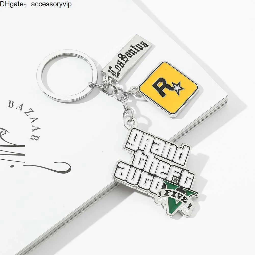 Ta 5 Game Keychain Grand Theft Auto 5 Schlüsselbund für Männer Fans Xbox PC Rockstar Keyring Holding Jewelry Llaveros