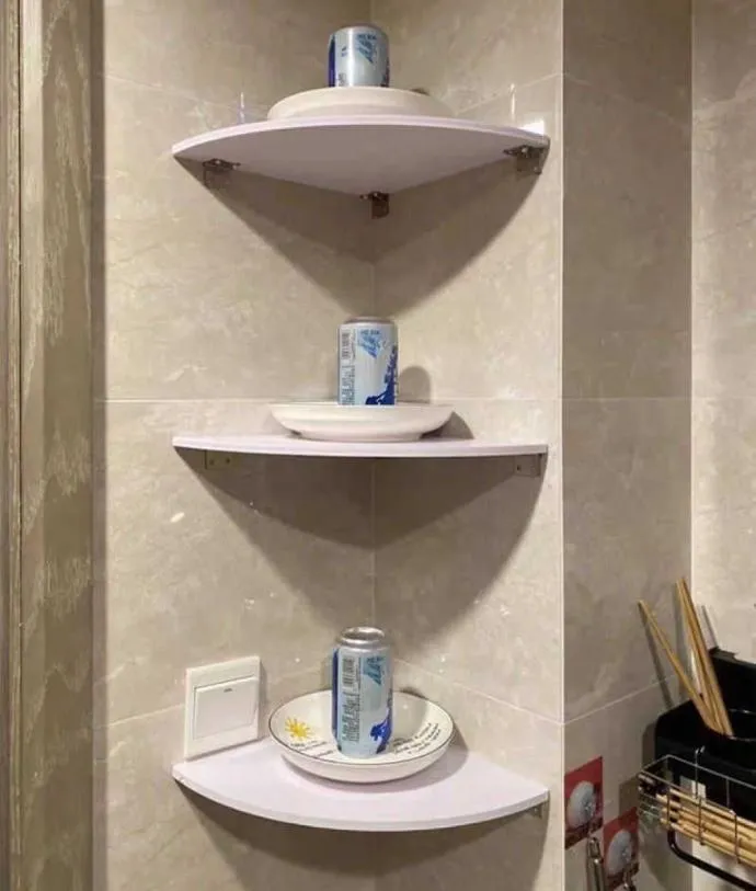 182024 White 3 Pcs Floating Wall Corner Shelf Wall Mounted Storage Rack Bathroom Shower Holder Home Bookshelf Shelves Storage X04707857