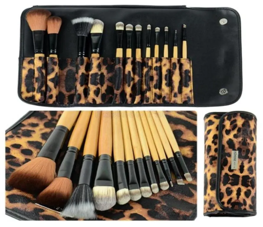 12pcs Profission Cosmetic Makeup Brushes Definir sobrancelha lápis Kit de bolsa de leopardo de pincel maquiagem maquiagem Pinceis maquillaje D185008667