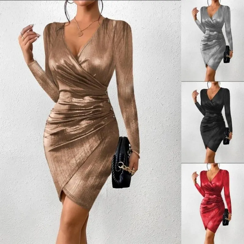 Casual Dresses Womens Long Sleeve BodyCon Wrap V Neck Mini Short Dress Clubwear Gifts Dropship