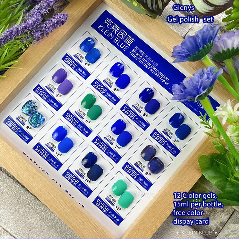 Kits Glenys 12 Kleur Klein Blue Nagell Pools Lijm Semi Permanente Varnish Get UV LED Professionele nagelsalon Nagelkunst