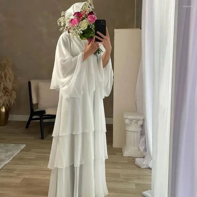 Etnik Giyim Beyaz Açık Abaya Kadınlar İçin Dubai Dubai Lüks Şifon Hijab Elbise Müslüman Abayas Türkiye İslam Kaftan Kimono Femme Musulmane