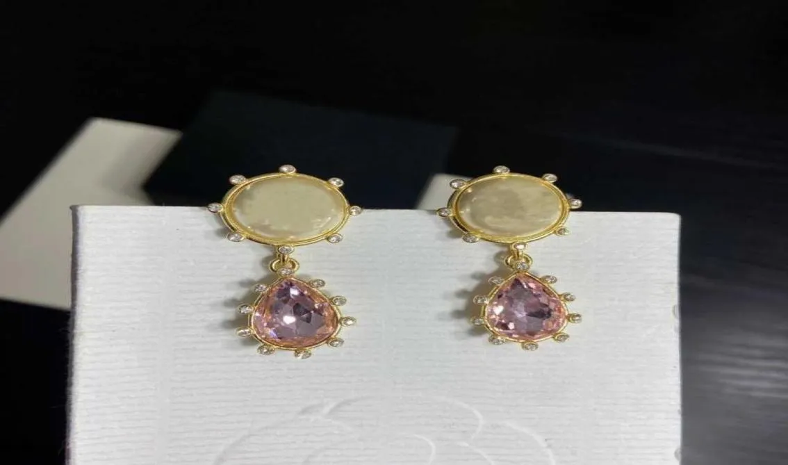 21 Brand Yellow Gold Color Fashion Jewellery Woman Pérolos Brincos Poques Pink Party de alta qualidade Drop Pérolas Pérolas estudando jóias2316750