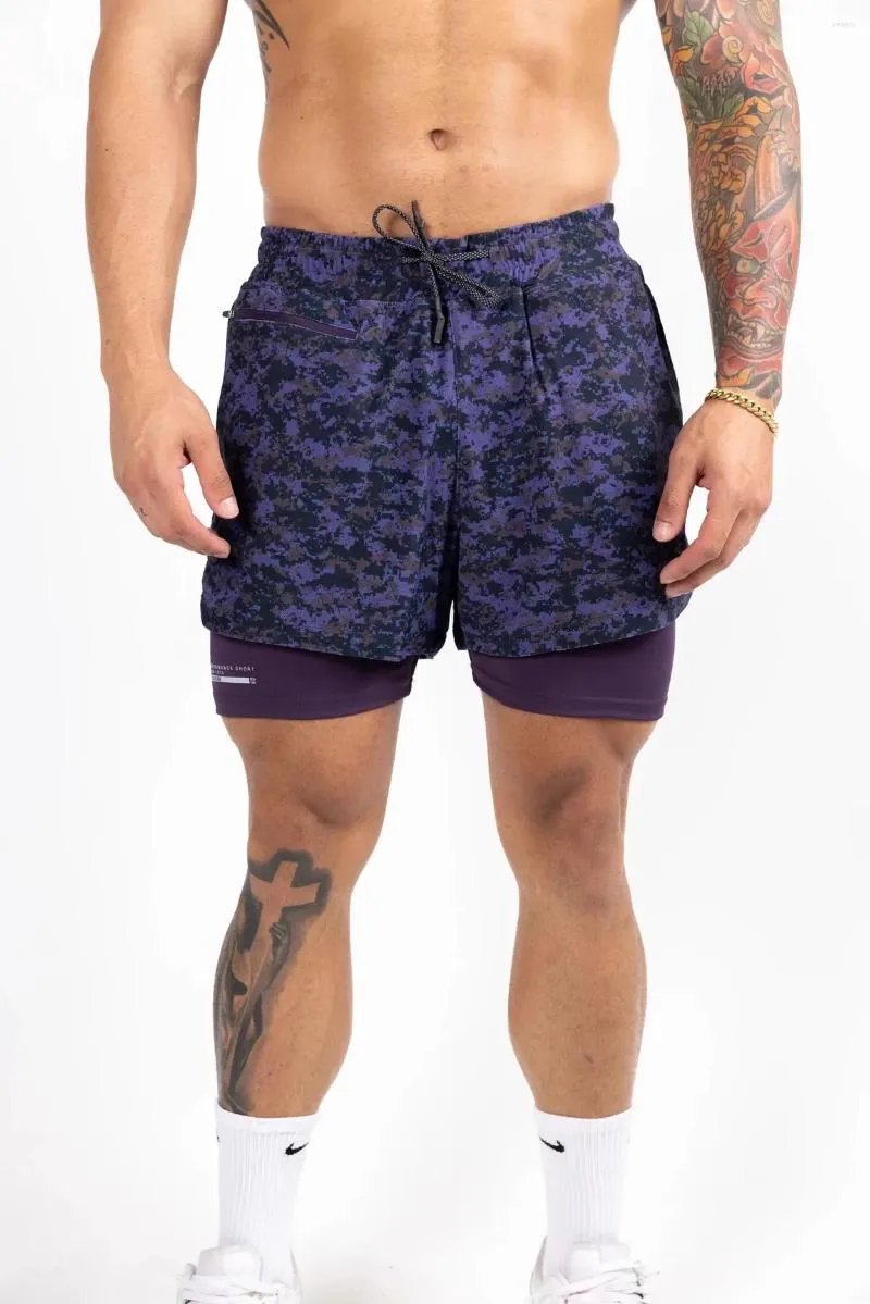 Shorts masculinos 2024 Sorto de fitness Camuflagem dupla com base na base americana no joelho atletismo de basquete