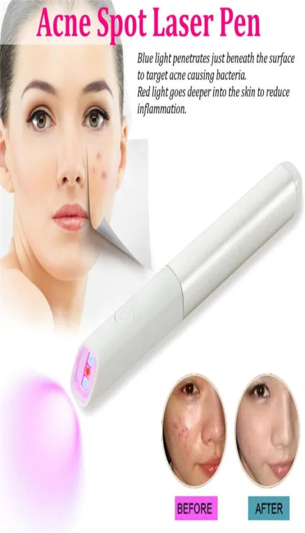 Blue Red Light Therapy Acne Spot Treatment Laser Pen Scar Wrinkle Removal Device Blackhead BLEMISH Remover Face Skin Care Tool3854720